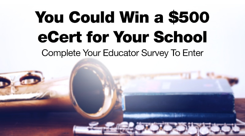 You Could Win a 500 Dollar eCert for Your School. Complete Your Educator Survey To Enter.