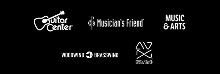 Guitar Center, Musician's Friend, Music and Arts, Woodwind Brasswind, Audio Visual Design Group.